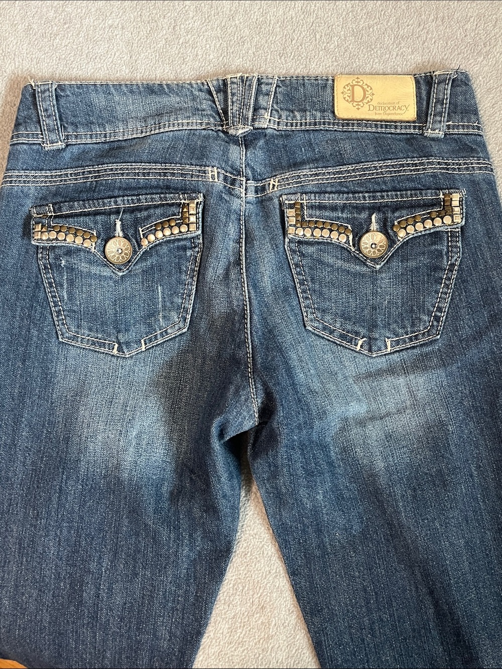 Democracy Studded Bootcut Jeans Size 4 Western Y2K Boho Biker Indie Festival